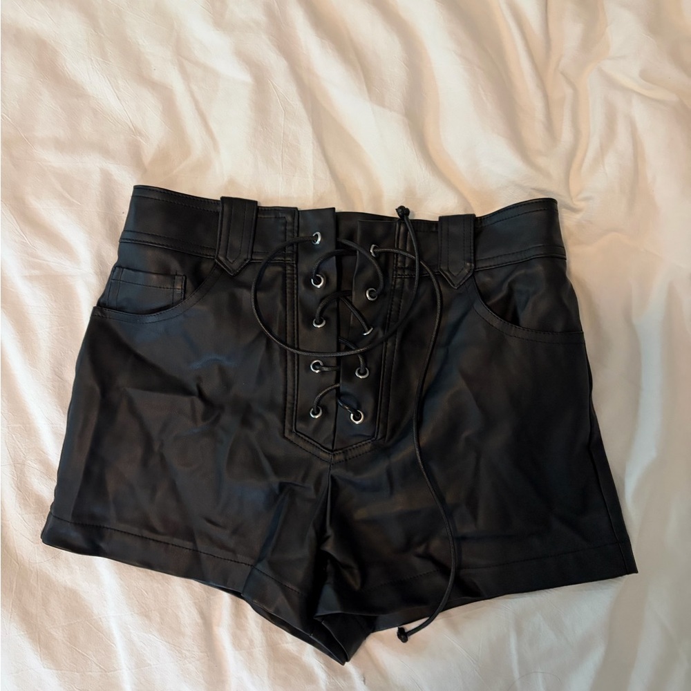 Forever 21 Black Lace-Up High Waist Shorts